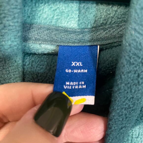 Old Navy Funnel-Neck Cropped Microfleece Sweatshirt White Teal Tie Dye Sz XXL - Picture 3 of 10